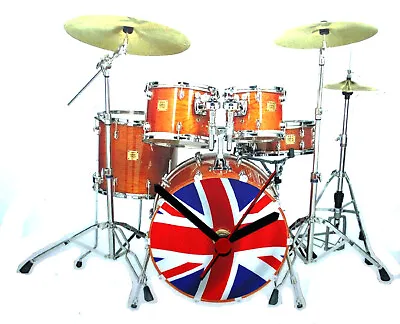 Union Jack Drum Kit Clock -  Drum Gifts - Drum Gift - Drum Kits - MI2-C • £12.45