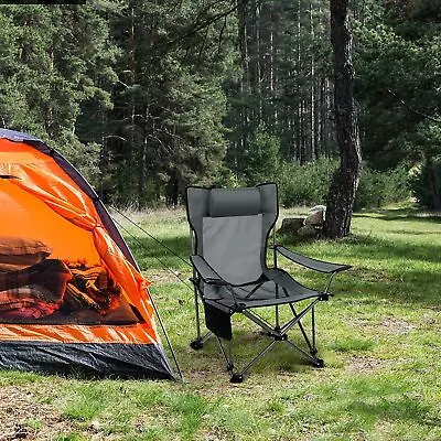 2 In 1 Camping Lounge Chair Adjustable Folding Recliner With Removable Footrest • £36.99