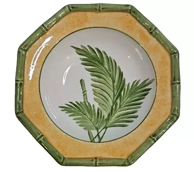 Vintage Italian Bowl Bamboo & Fern Hand Painted 6.5   Country Core  • $6.99