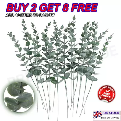 Artificial Eucalyptus Leaf Flowers Fake Green Plant Wedding Home Party Decor UK • £2.99