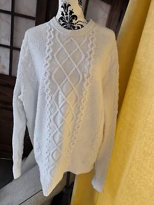 Ivory Cable Knit Jumper Mens XL Old Navy Soft Cozy Warm Oversized Plus Size  • £7