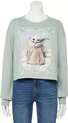 Star Wars The Mandalorian The Child Baby Yoda Cropped Pullover Sweater Lg Med • $29.99