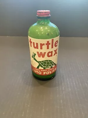 Vintage TURTLE WAX Hard Shell Auto Polish Bottle Owens Illinois Duraglas Pint • $22