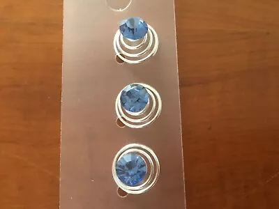 Wedding.Prom Spiralcoilstwists Twirls.Hair Jewels. Pck12. Light Sapphire. BLUE • £3.99