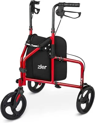 Zler Lightweight Folding 10  Wheel Medical Rollator Walker W/Storage Bag Seniors • $106.99