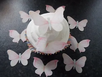 16 PRECUT Edible Baby Pink Butterflies Wafer/rice Paper Cake/cupcake Toppers(2) • £2.85