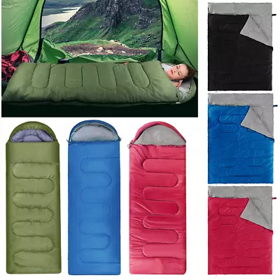 4 Season Sleeping Bag Camping Hiking Bags Waterproof Envelope Zip Single/Double • £15.53