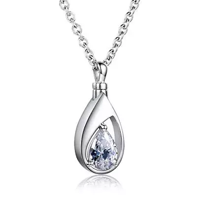 925 Sterling Silver Cremation Jewelry Memorial CZ Teardrop Ashes Keepsake Urn... • $61.22