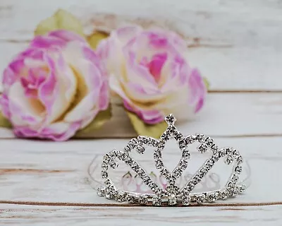 1 PC Rhinestone Mini Tiara With Comb Crystal Wedding Bridal Prom Pageant Party • $10.99