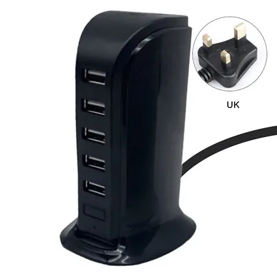 5 Port FAST Multi USB Charger UK Plug Adapter For IPhone IPad Tablets • £11.53