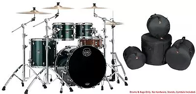 Mapex Saturn Evolution Rock Birch Brunswick Green Lacquer Drums Bags 22_10_12_16 • $2579