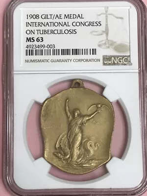 Smedley-79 1908 International Congress On TB By Victor David Brenner / NGC MS-63 • $180.25