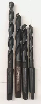 Assorted Lot Of 4 Morse Taper Shank Drill Bits 2 Flute High Speed Spiral • $25
