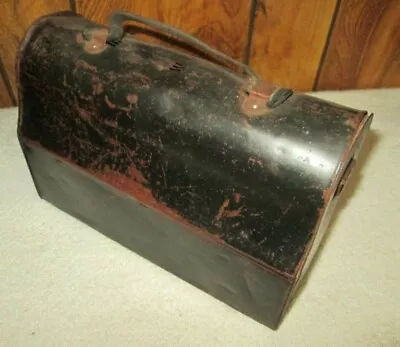 ANTIQUE 2 PIECE COAL MINERS DOME TOP METAL LUNCH BOX  VINTAGE 1920 S LUNCHBOX • $35