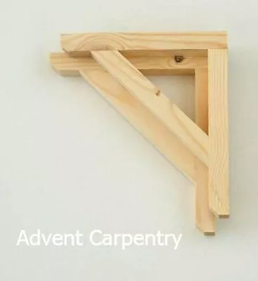 £9.85 • Buy Cornish Hand Made Solid Pine Wooden Shelf Brackets  1 Pair    150mm X 170mm