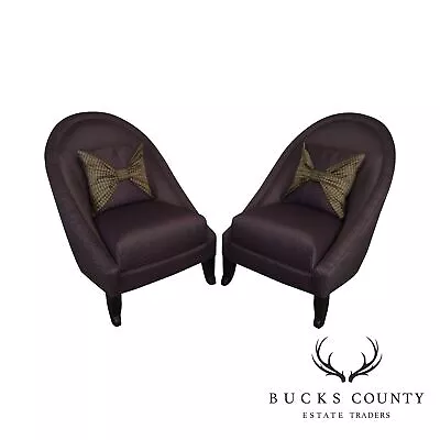 Directional Custom Purple Upholstered Pair Of Club Chairs • $2495