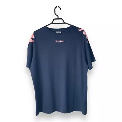 Kappa Embroidered Spellout T-shirt Navy Pink Unisex Casual - Size XL • £10.99