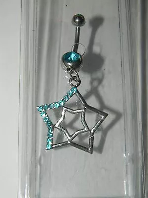 NWT MORBID METALS Silver Aqua Blue STAR Belly Navel Ring BODY JEWELRY* New • $9.99