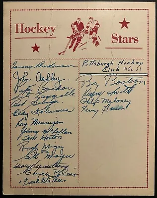 1950-51 Signed AHL Player Sheet Horton + Armstrong In Minors Autographed NHL HOF • $900