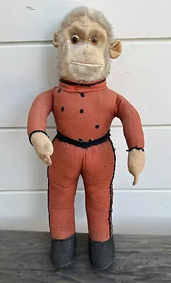 Antique Vintage LARGE Mohair & Felt 20” Bellhop Monkey Toy Doll • $175