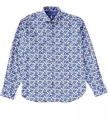 Visconti Black Men’s SZ L Blue Skull Print Long Sleeve Casual Shirt  NWT   $125 • $39.99