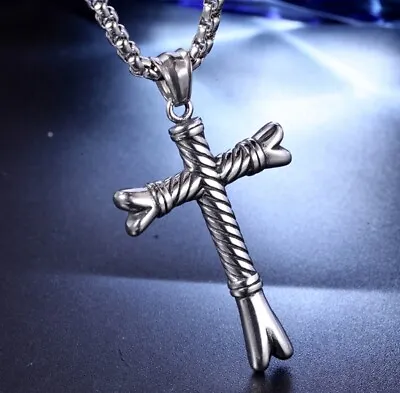 Fashion Men/ Women Protect Vintage Cross Titanium Stainless Steel Round Pendant • $12.50