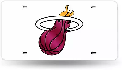 Miami Heat NBA Logo White LASER License Plate FREE US SHIPPING • $34.95