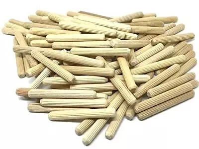 100 Pack 1/4  X 1 1/2  Wooden Dowel Pins Wood Kiln Dried Fluted And Beveled M... • $13.21