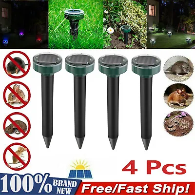 4 Pack Solar Power Ultrasonic Mice Gopher Mole Pest Snake Repellent Repeller • $13.99