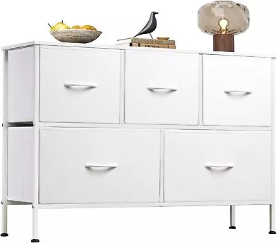 Dresser With 5 Drawers Dressers For Bedroom Fabric Storage Tower (White) • $52.63