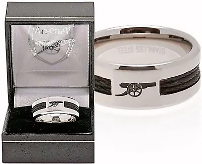 £23.45 • Buy Arsenal Fc Stainless Steel Black Inlay Band Ring Complete In Gift Box Afc