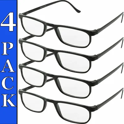 $7.95 • Buy Reading Glasses Mens Womens Unisex Readers Eyeglasses 4 Pack Glasses New Square 