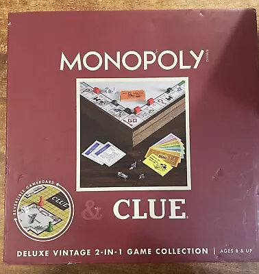 New In Box Monopoly/Clue Vintage Deluxe Edition English Board Game Limited Wood • $53.99
