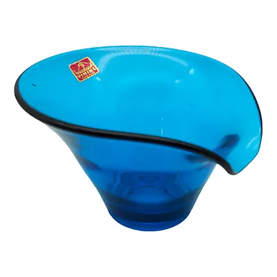 Viking Art Glass Epic Votive Candle Holder Bowl - 6  Bright Blue Bluenique Label • $36