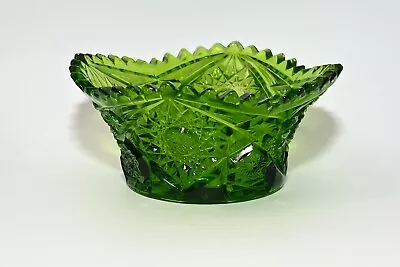 Vintage Green Anchor Hocking Early American Prescut EAPC Crystal Candy Dish Bowl • $32