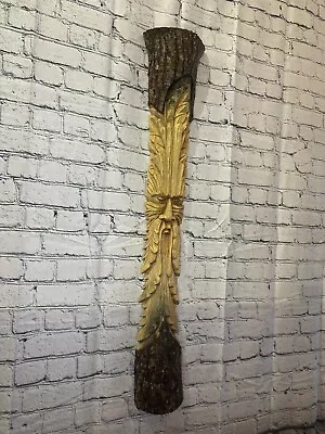 £40 • Buy Green Man Of The Woods 100cm Hand Carved Wizard Tree Trunk Wood Fairtrade