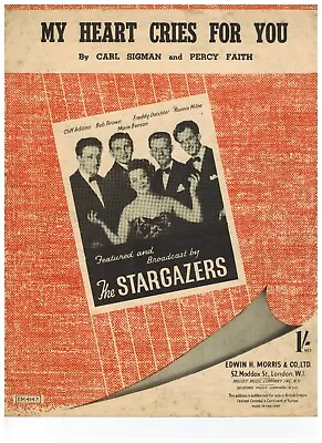Stargazers - My Heart Cries For You - Sheet Music By Carl Sigman & Percy Faith • $2.45