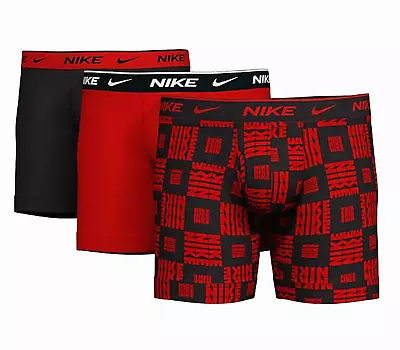 Nike 3-Pack Dri-FIT Essential Cotton Stretch Boxer Briefs Red Black Print XL • $29.99