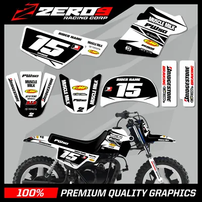 Yamaha Pw 50 Graphics Kit Peewee Graphics Mini Bike Graphics M/milk Blk/whi • $62.11