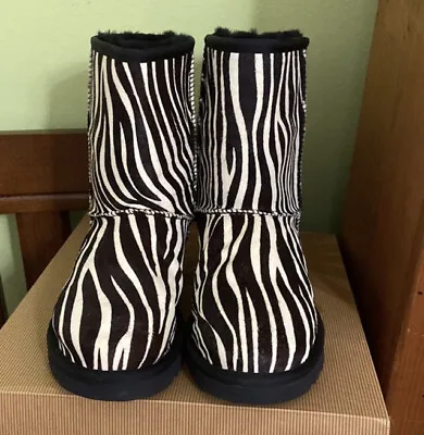 Women's Exotic Zebra Ugg Boots Australia Classic Short Size 7 New In Box Winter • $63