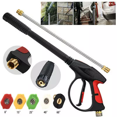 £24.99 • Buy High Pressure Washer Spray Gun 4000 PSI Jet Lance Trigger Wash Water 5 Nozzles