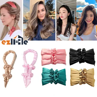 No Heat Heatless Curler Silk Ribbon Headband Hair Rollers Women Curling Rod Clip • $11.49
