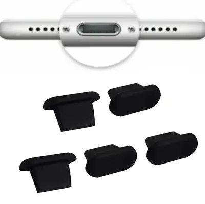 5-pack CHARGING PORT DUST PROTECTOR PLUG STOPPER BLACK SILICONE For IPHONE 11 • £4.79