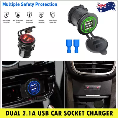 Car Boat Dual USB 12-24V 4.2A Charger Socket Power Outlet Led Display Waterproof • $10.30