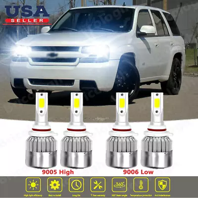 LED Headlight 4 Bulbs Hi/Lo Beam Combo For Chevy Trailblazer 2002-2007 2008 2009 • $25.89