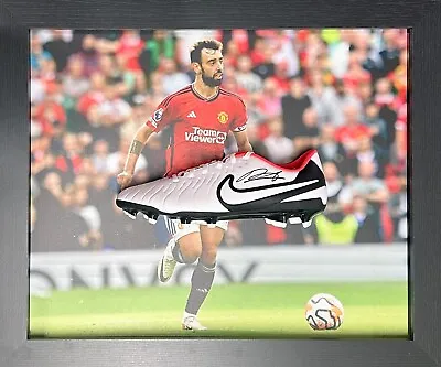 Dome Framed Bruno Fernandes Signed Nike Football & Proof + Coa Manchester United • $497.33