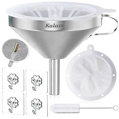 Stainless Steel Kitchen Funnel W/ Strainer & 200 Mesh Filter For Oil Juice Wine • $15.25