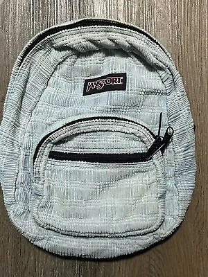 Vintage Jansport Mini Backpack Corduroy 90’s Y2K  Bag  Purse 2 Zippers Blue • $57