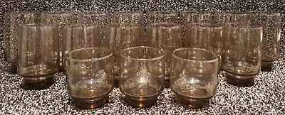 Vintage Amber Drinking Glasses Set - 17 Pcs Mid Century Glass Tumblers 3 Sizes • $75