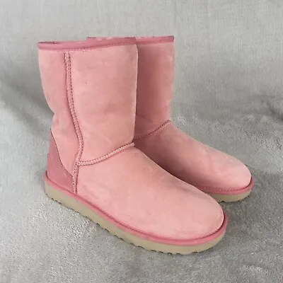 UGG Classic Short II Women's Boots Size 11 Pink Suede Sheepskin Lined NEW • $71.99